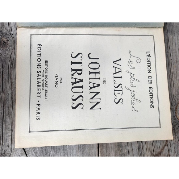 VINTAGE Johann Strauss French Sheet Music Book Piano Les plus jolies Paris - Picture 2 of 10